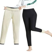 Женски Хеланки, Задебелени Еднобојни Еластични Панталони Со Висок Струк Со Џебови