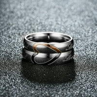 Накит накит Едноставна половина праска од не'рѓосувачки челик во форма на срцев челик, титаниум челик двојка со големина 10