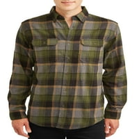 Супер мека фланела кошула на Georgeорџ Машки и големи машка машка ракав, до големина 3XLT