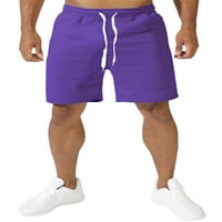 Мажи летни шорцеви со високи половини на половината Цврста боја Бермуда кратки пантолони Менс Обични мини панталони тренингот