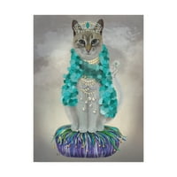 Трговска марка ликовна уметност „Греј мачка со sвона, целосна“ уметност од платно од фан фанки