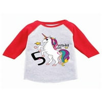 Незгодни стилови роденденско девојче дете Раглан Унирог маичка со дрес на 5 роденден подароци на еднорог за годишно девојче