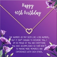 Анавија среќен 40-ти роденденски подароци од не'рѓосувачки челик моден ѓердан роденденска картичка накит подарок за неа, роденденски