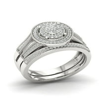 1 3CT TDW Diamond S Sterling Silver Halo Bridal Set