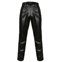 панталони за мажи Модни Секојдневни Кожени Панталони Со Голема Големина Кожени Панталони Товарни Панталони Црни 4XL