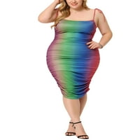 Уникатни поволни цени, женски плус големина Ками виножито контраст во боја на каросерија Миди фустан