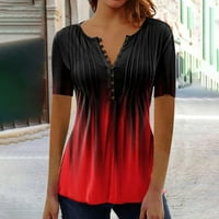 Хеи_к летни блузи за Женска Кошула Блуза Копче Гроздобер Печатење Краток Ракав Обичен Основен Врвен Пуловер