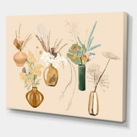 Златни вазни со букети со диви цвеќиња III сликарство платно уметничко печатење