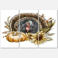 Денот на благодарноста гроздобер мисирка тиква и сончогледи што сликаат платно уметничко печатење
