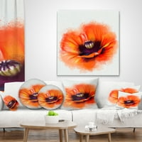 DesignArt симпатична портокалова акварел цвет - цвеќиња фрлаат перница - 18x18