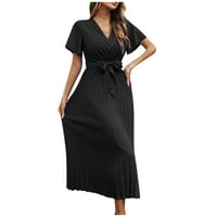 Женска Мода Секојдневен Возбуда Ракави Лента Плисиран Шифон Долг Фустан
