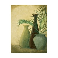 Трговска марка ликовна уметност „Три вазни еден со зеленило“ платно уметност од Пабло Естебан