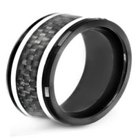Крајбрежен накит со црно позлатено не'рѓосувачки челик јаглеродни влакна прстен