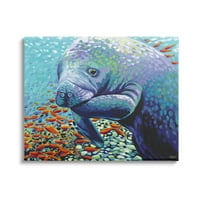 СТУПЕЛ ИНДУСТРИИ Подводна Манате Импресионистичка галерија за сликање завиткана од платно печатење wallидна уметност, дизајн