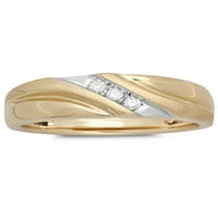 Мажите S 10K жолто злато наклон прстен W дијамантски акценти - бенд за свадби за мажи