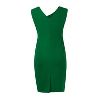 Gaiseeis Женска Мода Секојдневен Фустан Со Еднобоен Резервоар Без Ракави Зелен XL