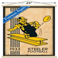 Питсбург Стилерс-Ретро Логото Ѕид Постер Со Дрвена Магнетна Рамка, 22.375 34