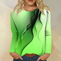 Омитај Женска Мода Секојдневен Печатење Со Долги Ракави Кружен Врат Пуловер Врвна Блуза
