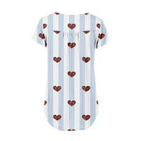 Женски блузи женски Денот на в Valentубените в Valentубени Valeубовни печати за печатење на маица со кратки ракави за кратки