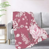 Фрли ќебе, рачно насликано розово розови фланел ќебе за софа во кревет