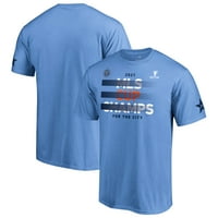 Машка фанатици брендирани од небото сино во Newујорк Сити ФК МЛС Куп шампиони со пет бода маица