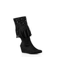 Nature Breeze Fringe Women's studed Moccasin чизми во црно