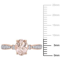 Miabella Women's'simsенски 1- CT Morganite CT Diamond 10kt Rose Gold Band Engagement Ring