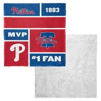 Philadelphia Phillies MLB Colorblock Персонализирана свилена допир Шерпа 50 60 Фрли ќебе