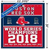 Бостон Црвен така - Постер за wallидови на шампиони со пинови за притисок, 22.375 34
