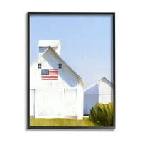 СТУПЕЛ ИНДУСТРИИ Бела штала рурална земја Полето Американско знаме Сликарство црно врамено уметничко печатење wallидна уметност, дизајн од Ејми Хол