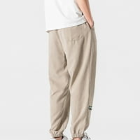 Машки карго панталони ралаксирани фит работни панталони, буги удобност со широки панталони со џогер за нозе прилагодени еластични