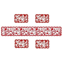 Плетена Декорација На Масата На Вљубените Црвено Знаме Љубов Знаме Табела Ден Домашен Декор