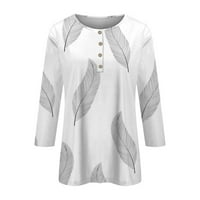 Royallove Women Cute Print Tees Blouses Обични плус големина Основни врвови на врвови за кошули со ракави