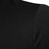 Менс со долги ракави кошула Компресија база на врвот тенок фитнат обичен цврст пулвер под маичка црна л