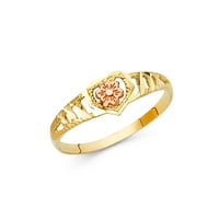 Накит 14к бело и жолто злато со две тони модна годишнина од цветниот прстен со големина 12