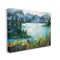 Апстрактни планини на Ступел Индустри и езерски борови пејзажи за сликање на платно, wallиден уметнички дизајн од etteанет Вертитес, 36 48