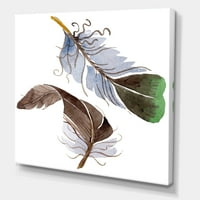 Апстрактна зелена птица пердув од крило сликарско платно уметничко печатење