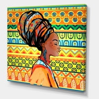 Афроамериканец портрет со турбан III сликарство платно уметнички принт
