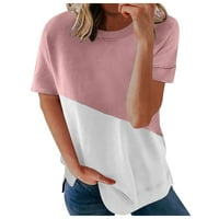 Жените Паѓаат Мода, Жените Блузи, Повик Секси Мода Круг-Вратот Маица Печатени Кратки Ракави Блуза Пинк XL
