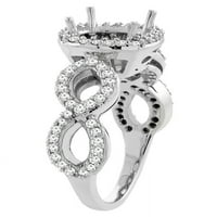 10К бело злато природно розово ангажирање на прстенот за прстен за прстен за вечноста на вечноста на дијаманти, со големина 6,5