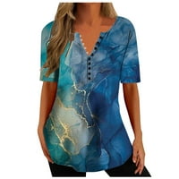 Флолео женски печатени цветни врвови дозвола плус големина симпатична лето лето-врат-врата, лесен врвен врв на кратки ракави, блузи, блузи, блузи мода мода мода