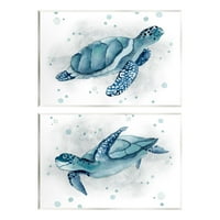 Студената индустрија Сини желки Океан меурчиња Графичка уметност Нераспорен уметнички печатени wallидови, сет од 2, дизајн од