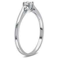 Miaенски Carat Carat T.G.W. Создаден бел сафир и дијамантски акцент Стерлинг сребрен прстен за ангажман со 3 камен