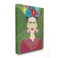 Sumn Industries Frida Моден дизајнер на модата сликарство зелено платно wallидна уметност од Регина Мур