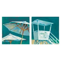 Чадор на плажа и кула на плажа од Вилоубрук ликовна уметност завиткана од платно за печатење на печатење од 2