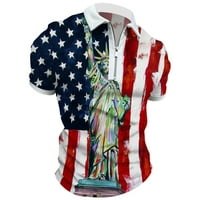 Пуавкоер Машки Кошули Знаме На САД Патент Со Кратки Ракави Блуза Денот На Независноста Секојдневна Лесна Крпеница Машки Маици
