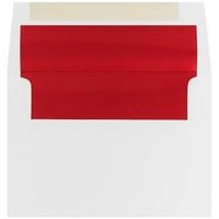 Хартија и Плик Пликови За Покани Обложени Со Фолија, 1 4, Бела Со Црвена Фолија, 25 Пакувања