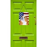 Каролини Богатства SS4017DS Сад Американско Знаме со булдог англиски Ѕид Или Врата Виси Отпечатоци, 12x16, разнобојни