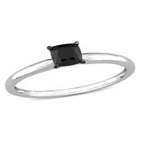 Карат Т.В. Црн дијамант 14KT бело злато црно родиум позлатен прстен за ангажман на солитер
