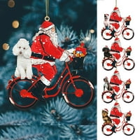 Божиќен Украс За Изгрејсонце Привлечен Креативен Облик Акрилик Дедо Мраз Велосипед Куче Елка Приврзоци За Дома
